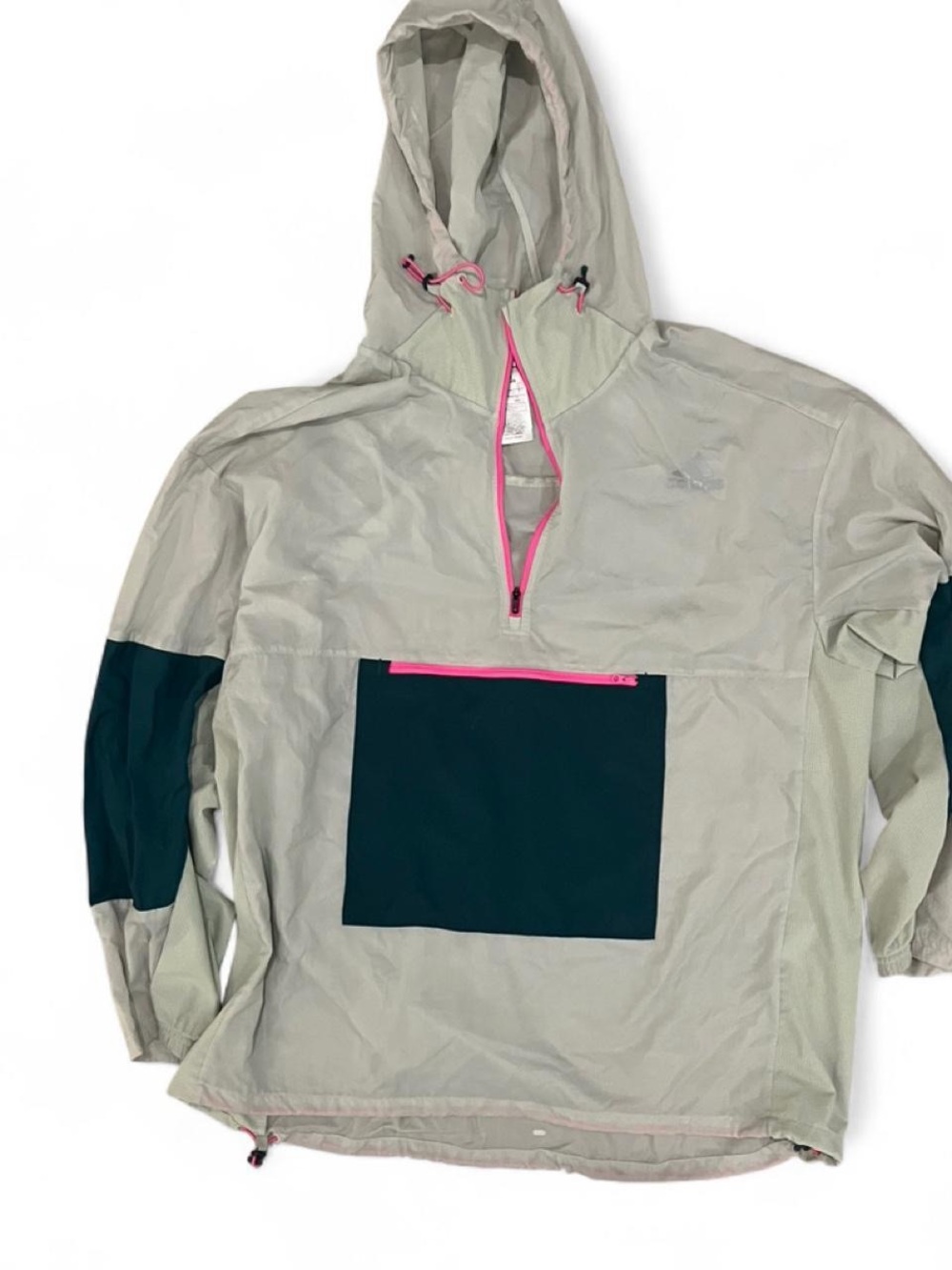 adidas Light green Hooded windbreaker with Pink Trim